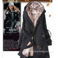 Hot Wholesale Faux Fur Lining Women Medium Long Fur Coat Winter Jacket